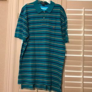 Multi colored striped short sleeve polo
